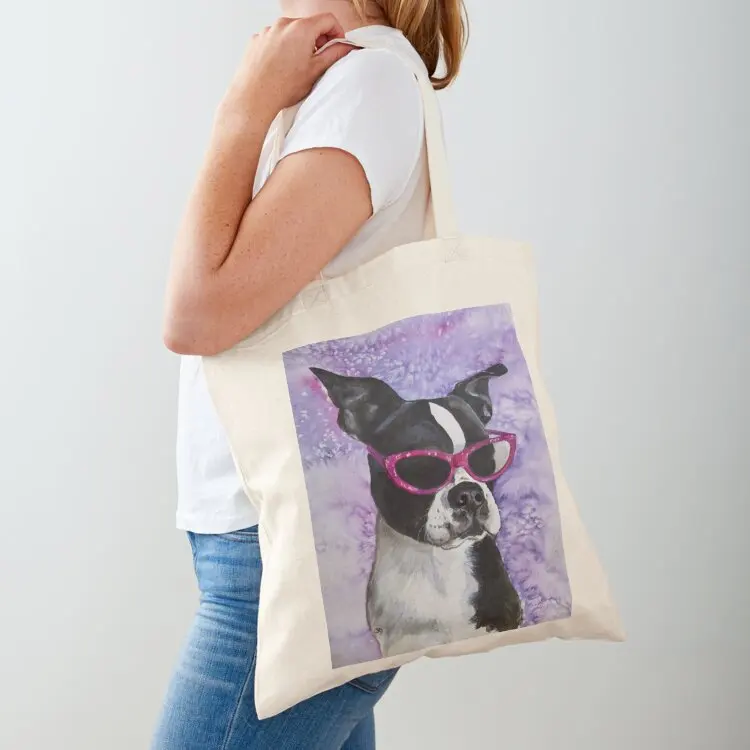 

Сумка-шоппер Diva - Boston Terrier, холщовая сумка для женщин, 2025, складная сумка для супермаркета
