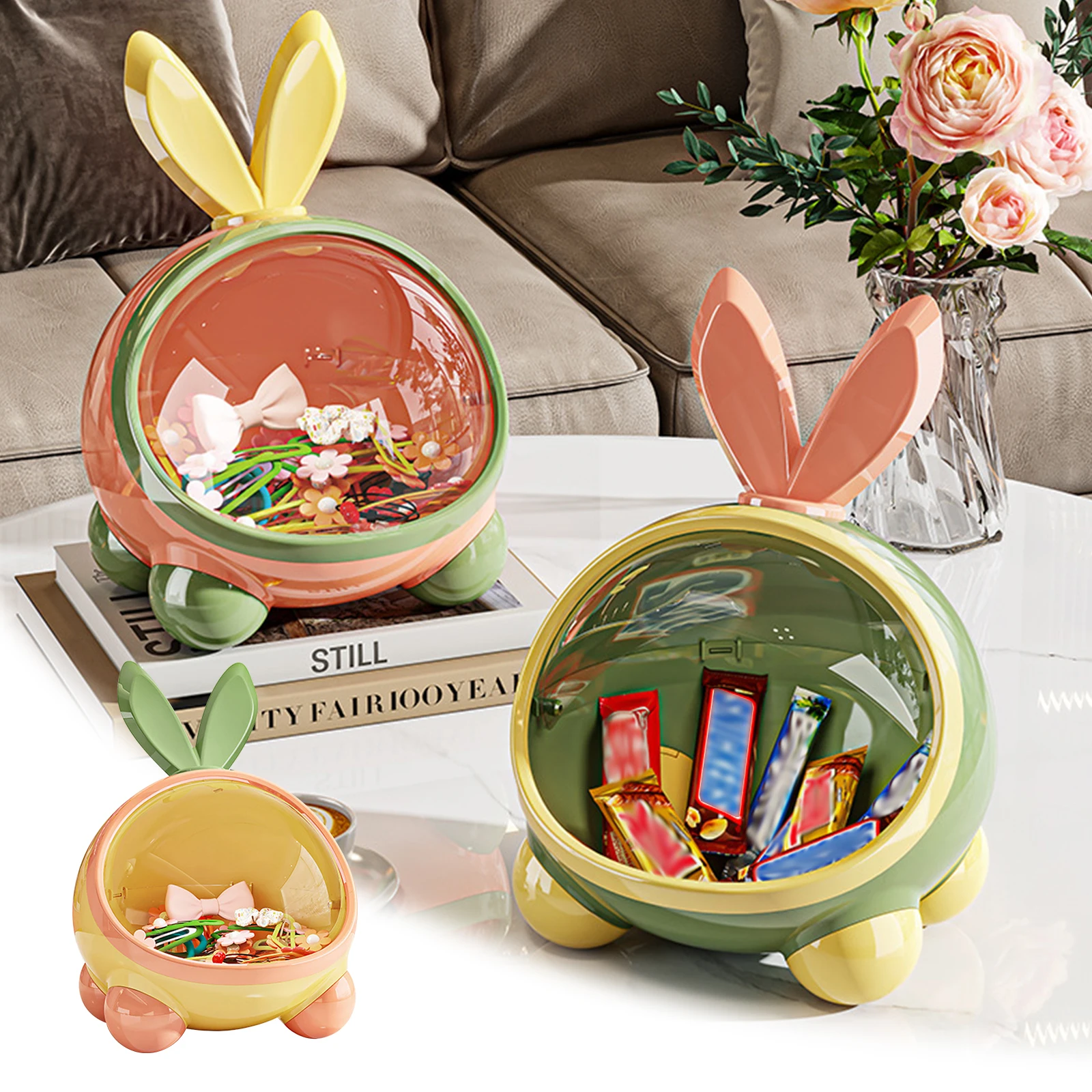 Entry key storage box, high-end entrance decoration circular snack box, cartoon miscellaneous dust-proof box for living room TV