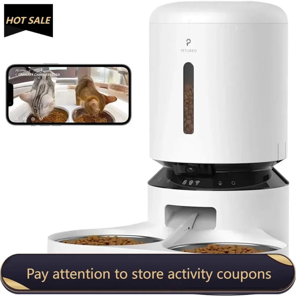 Low Food & Motion Alerts Automatic Feeder of Cats 5G Wi-Fi Pet Feeder with Phone APP Control Feeding and Water Freight free