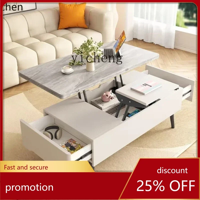 

ZMLmultifunctional coffee table simple folding tea table household living room lifting desk dining table
