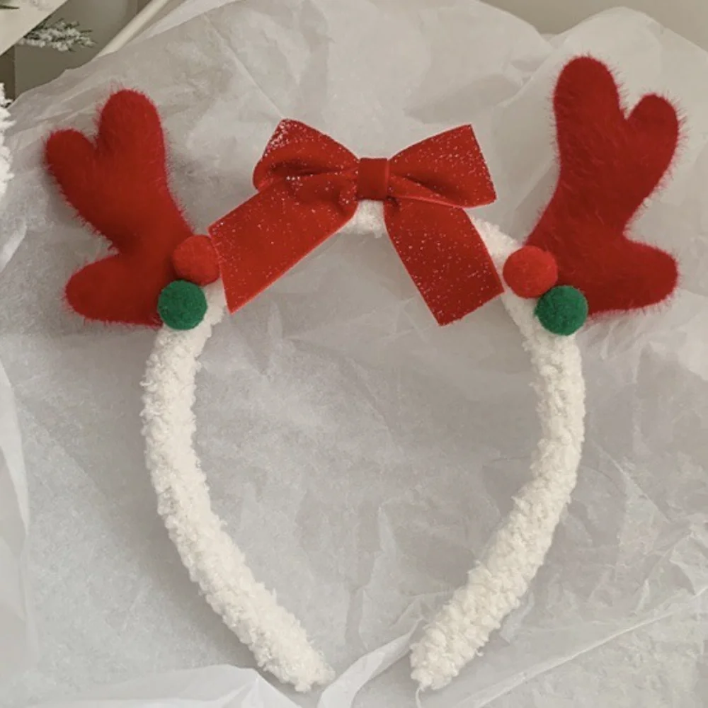 Cute Plush Antler Christmas Headband Decorations for Girls Children Christmas Hairband Xmas Party Decoration Supplies Hair Hoop