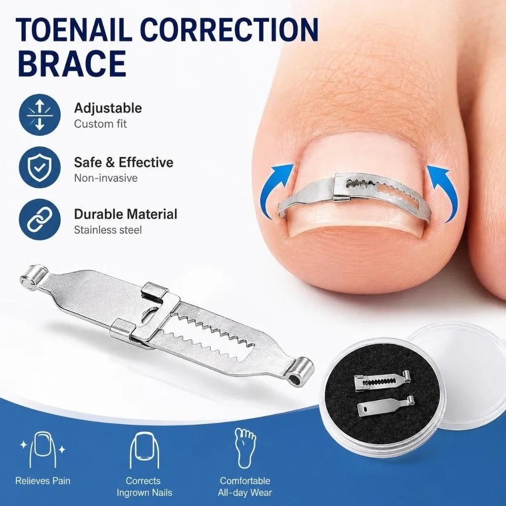 2PCS Adjustable Ingrown Toenail Treatment Stainless Professional Grade Toenail Straightener Tool Curved Design
