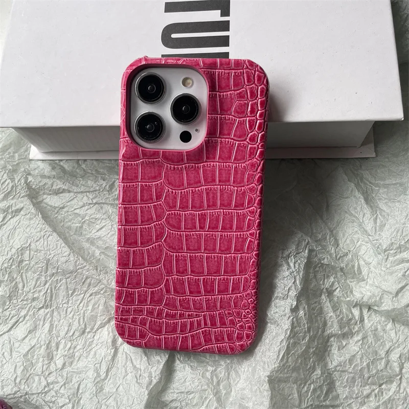 

Half Bag Anti Drop Simple Irregular Crocodile Leather, Suitable for IPhone 16/15/14/13/12/11 Phone Cases, Solid Color Retro