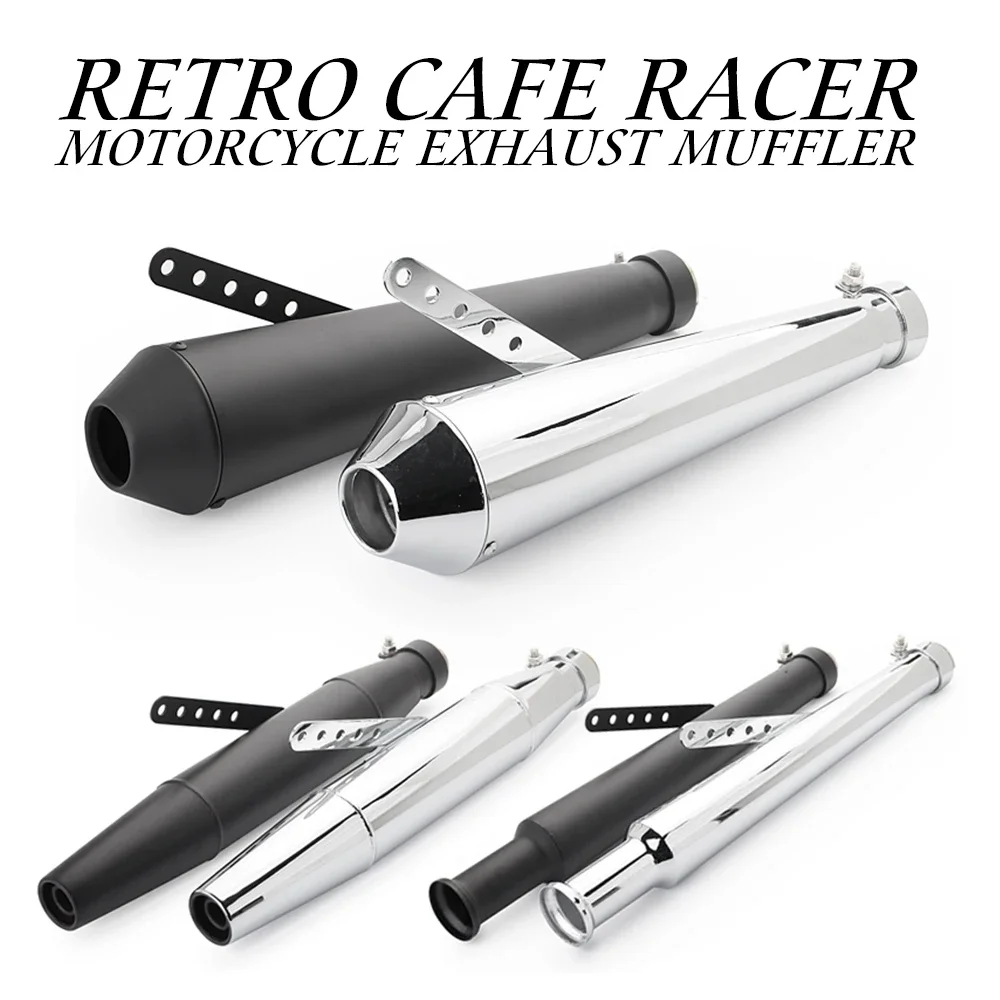 

.Retro Cafe Racer Motorcycle Exhaust Muffler Pipe Modified Tail System For CG125 GN125 Cb400ss Sr400 EN125 XL883 1200 Universal