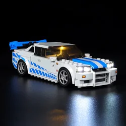 No Bricks LED Light Set for 2 Fast 2 Furious Nissan Skyline GT-R R34 Speed Champions 76917