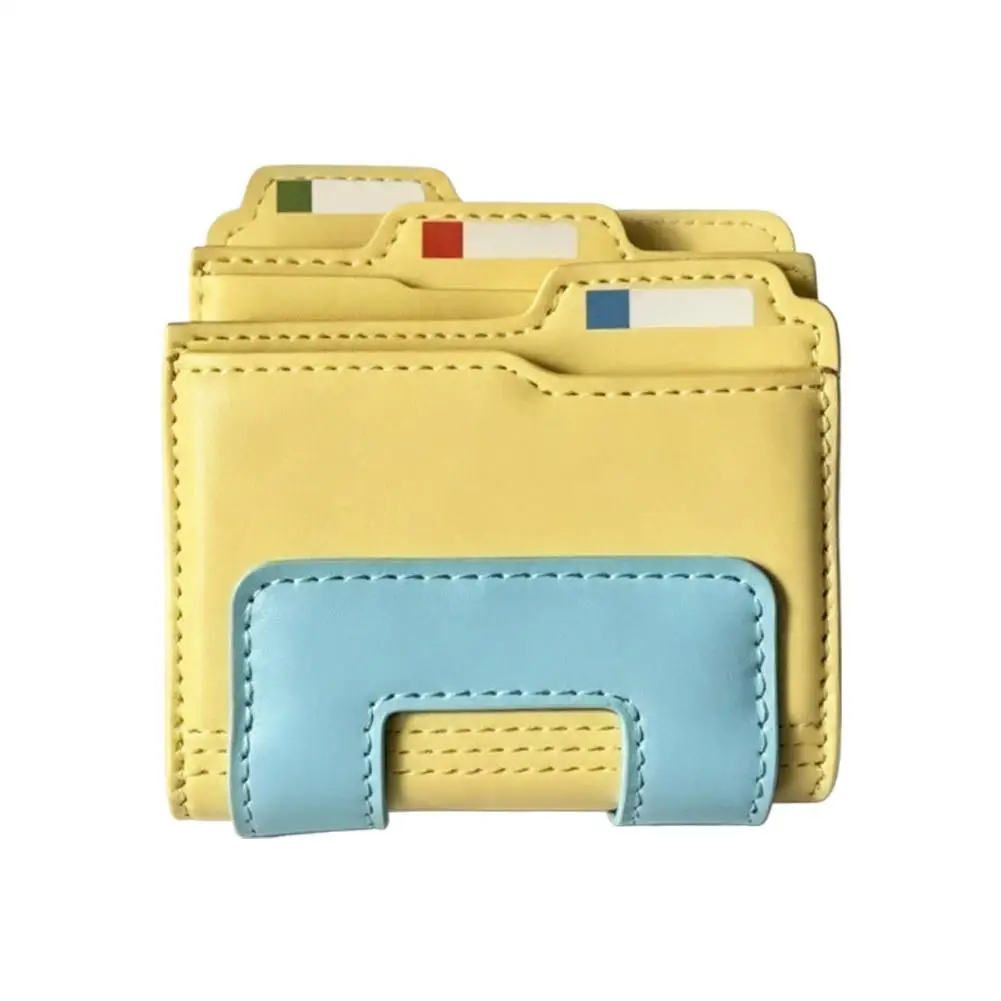 PU Card Holder Cute Accordion Wallet With Metal Fastener Color Block Design Compact Multi Slot Organizer For Daily Commute