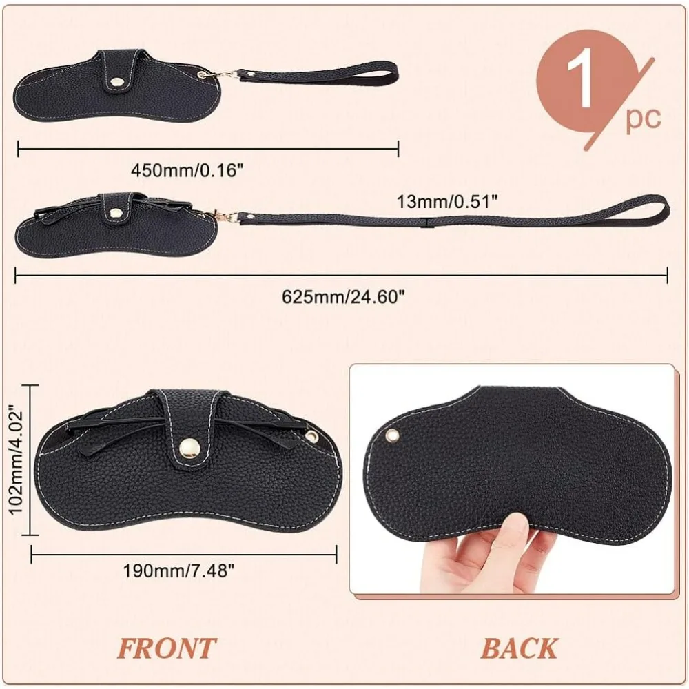 Eyeglass Case, Travel Sunglass Case Holder Portable PU Leather Sunglasses Pouch with Lanyard and Swivel Clasps Eyewear Sleeve