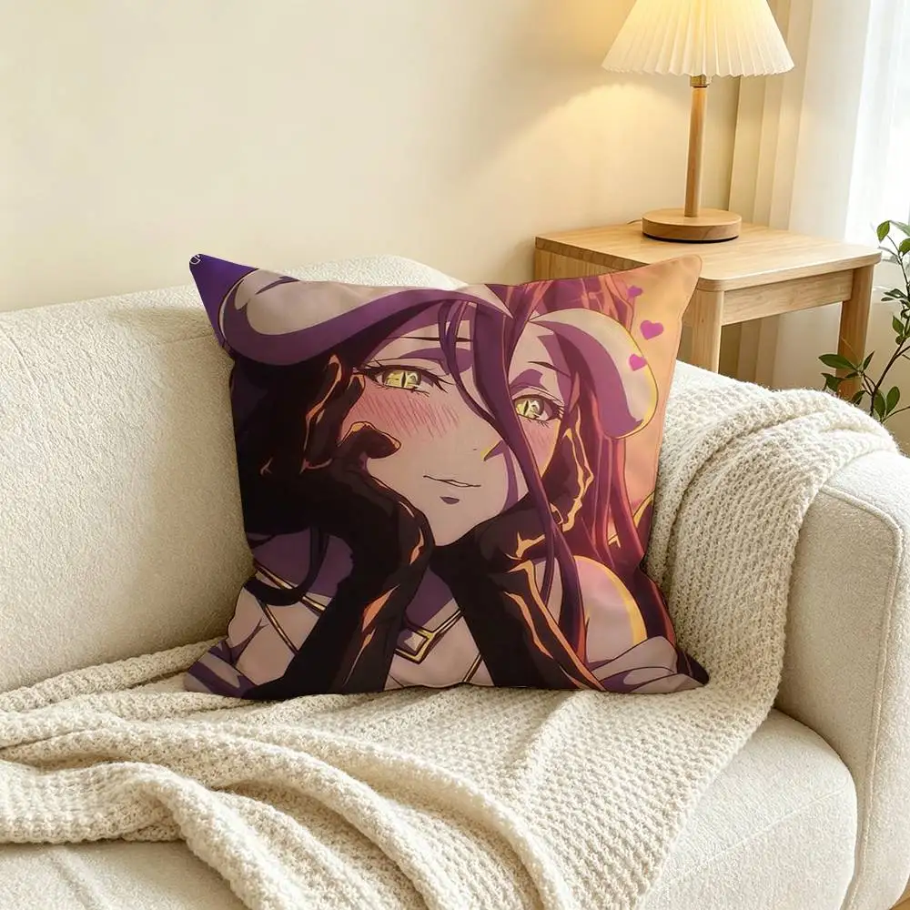Anime O-Overlord Albedo Square Double-Sided printed Pillow Case Bedroom Bedside Pillow Sofa Cushion Cover