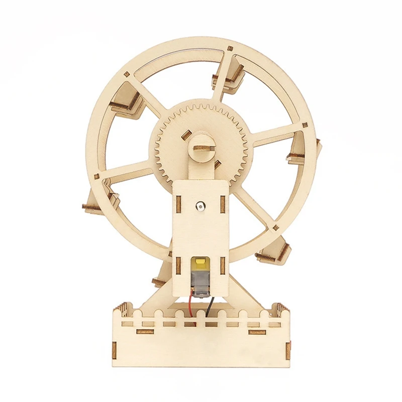 DIY Obrotowe drewniane puzzle 3D Diabelski młyn Model do produkcji Elektroniczny eksperyment naukowy Zestaw do produkcji dla dzieci