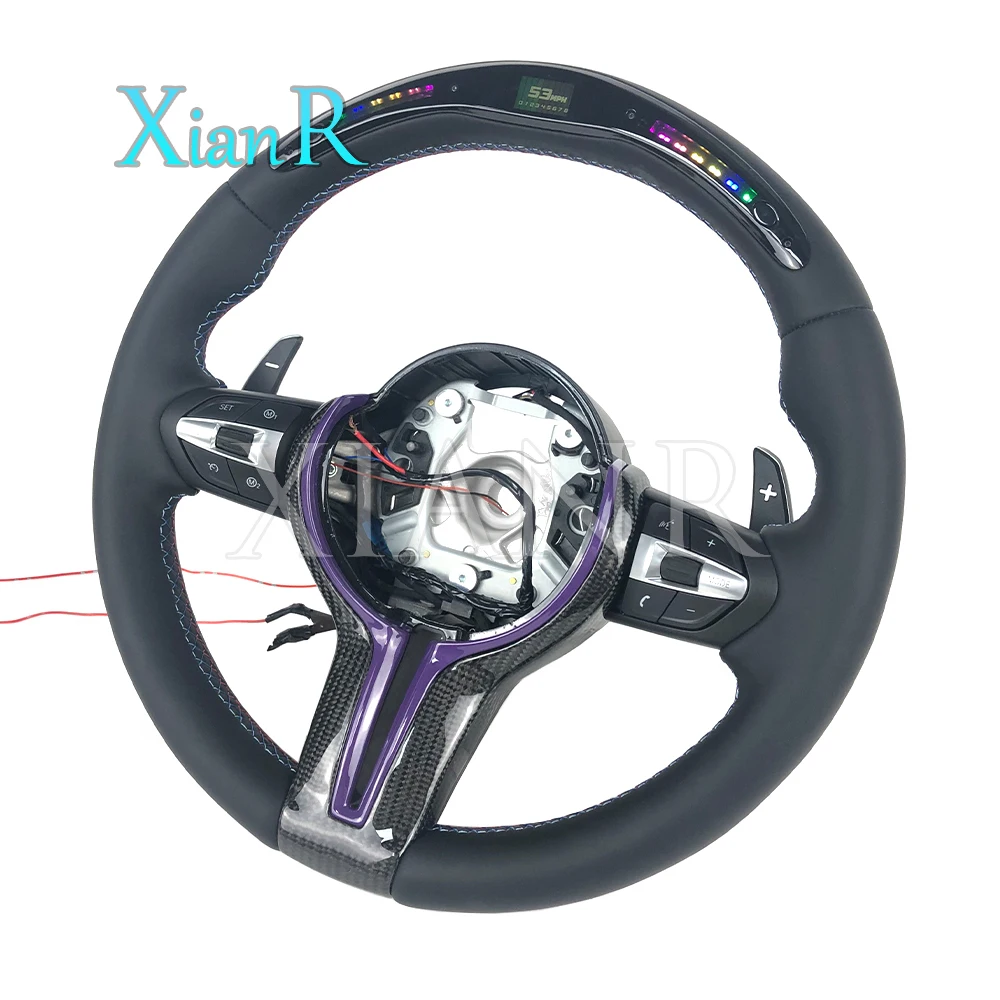 Customized LED carbon fiber smooth leather steering wheel for BMW 3 Series 5 Series X5 X6 F10 F30 F11 F15 F16 car steering wheel