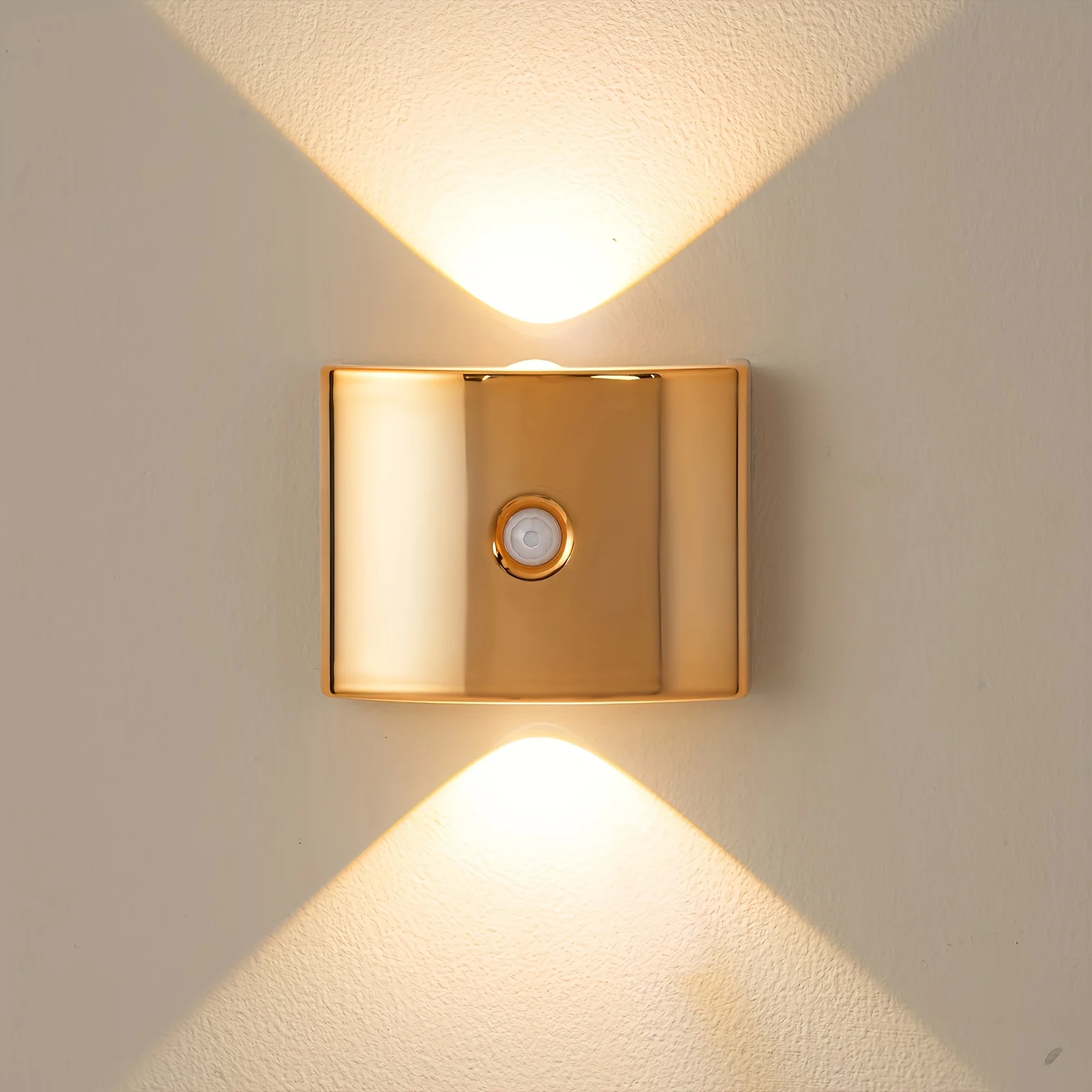 LED Charging Wall Lamp, 3CCT Square Magnetic Suction Light, No Drilling Gold Finish, Rechargeable Indoor Atmosphere Lighting
