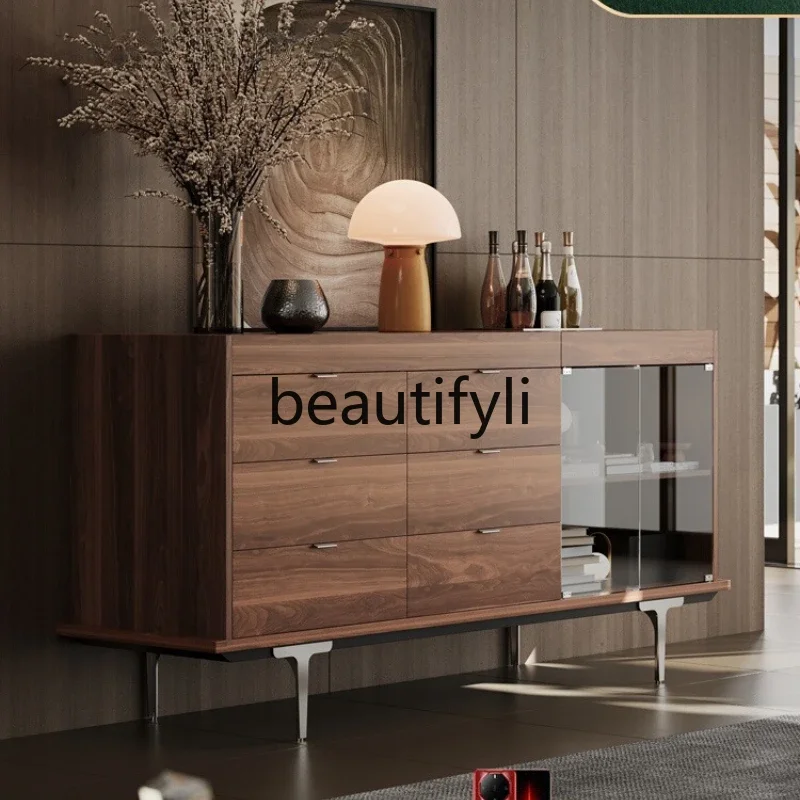 

Side cabinet Italian minimalist wine cabinet living room storage modern light luxury wall integrated locker
