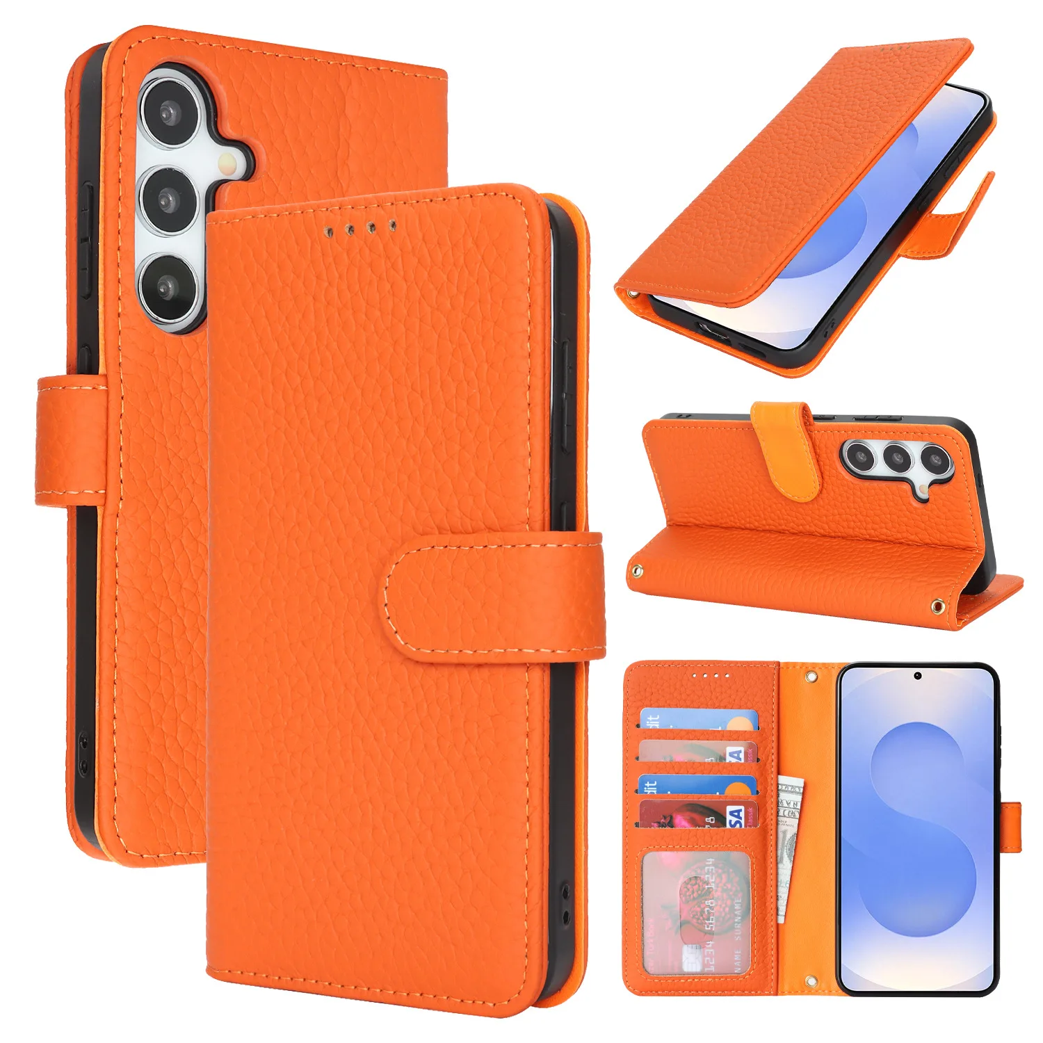 

Cowhide Genuine Real Leather Phone Case for Samsung Galaxy S26 S25 S24 S23 Ultra Card Wallet Business Phone Bag Flip Cover