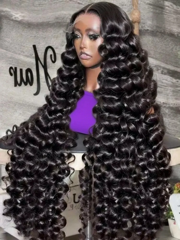 

40-дюймовые HD 13x6 свободные волнистые парики из человеческих волос Бразильские 13x4 360 Полные свободные глубокие вьющиеся волнистые кружевные фронтальные парики для женщин 250%