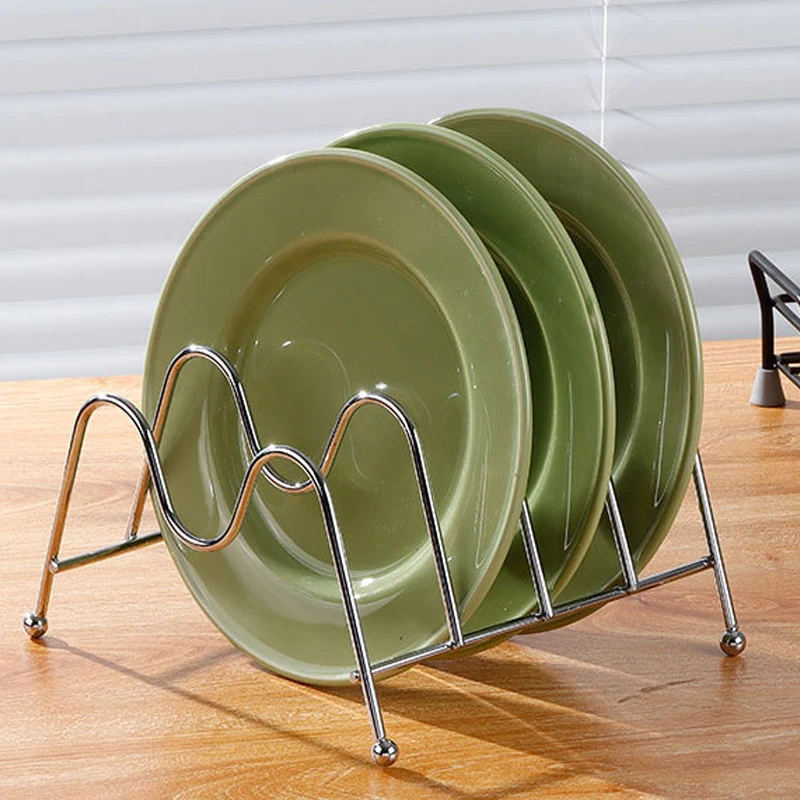 1pc Four-Layer Metal Pot Lid Rack Cutting Board Shelf Dish Holder Kitchen Organizer Stainless steel material