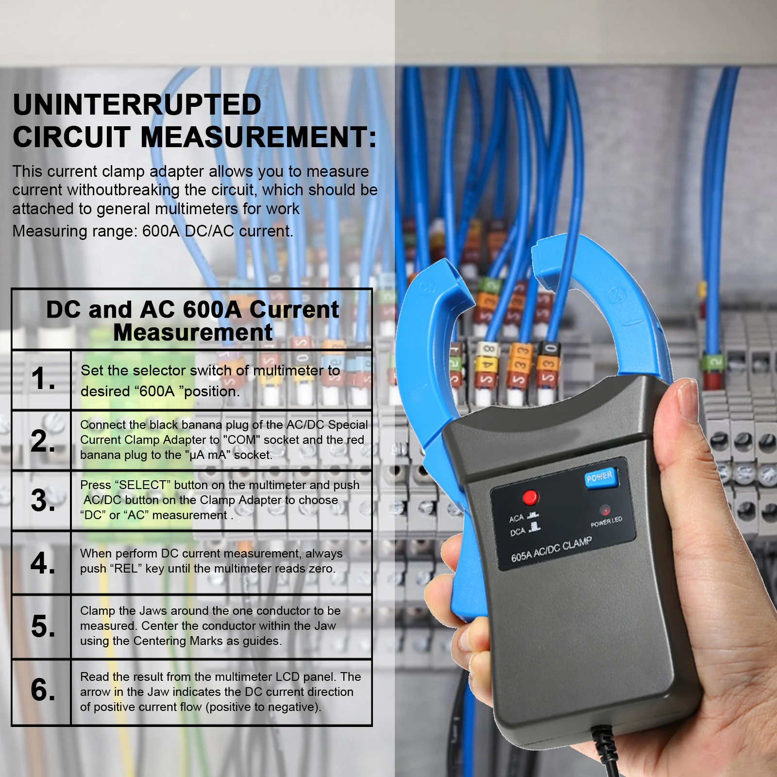 HoldPeak 605A AC/DC Current Cl - Current Clamp Probe 600A ulasan dan harga
