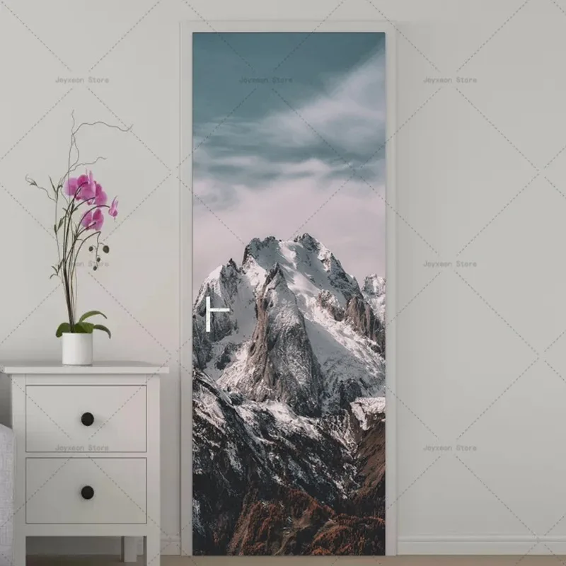 3D Natural Scenery Door Sticker PVC Waterproof Self-adhesive Wrap Whole Door Decoration Bedroom Apartment Elevator Door Sticker