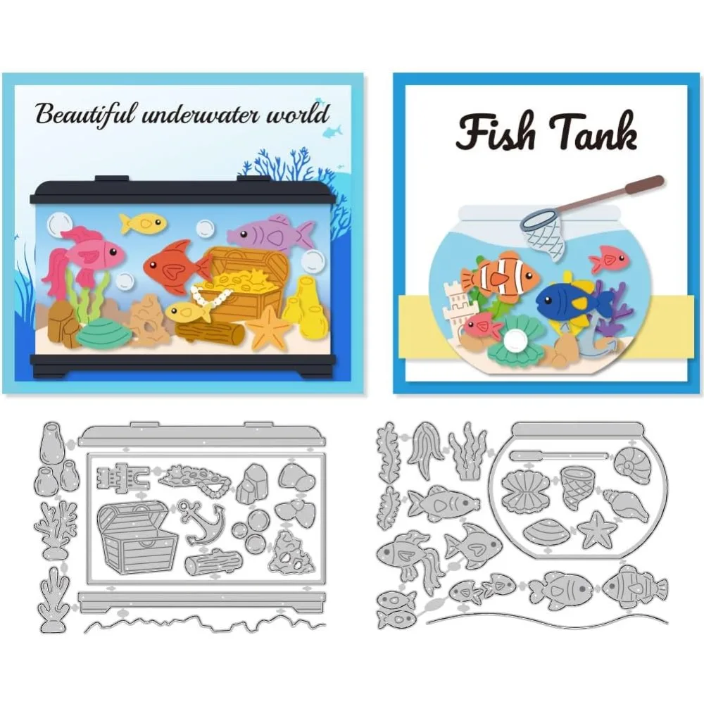 Fish Tank Die Cuts Carbon Steel Die Cuts Cutting Dies Frame Stencils Scrapbooking Embossing Template Dies for Card Photo Album