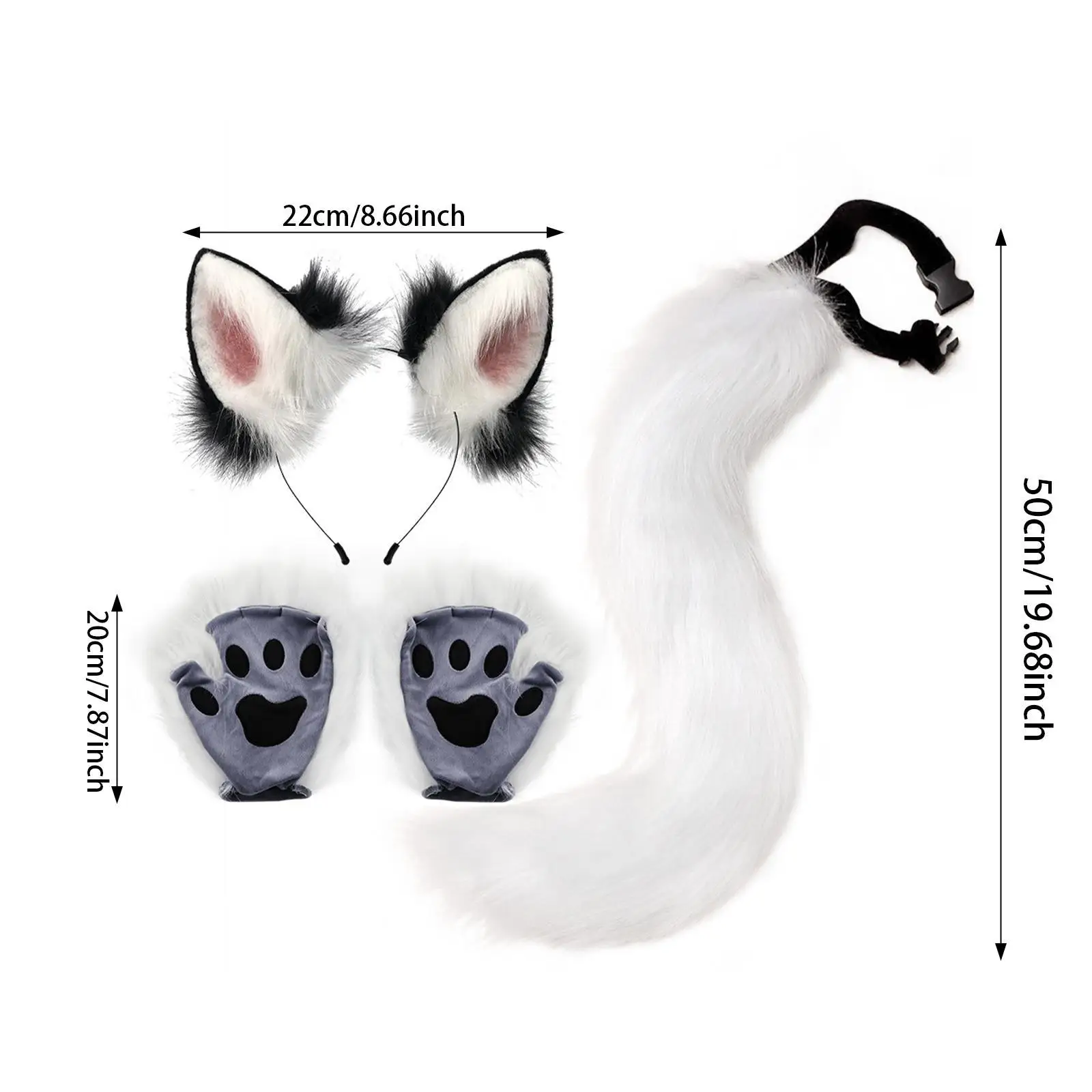 Vossenoren staart en poten lange staart met kinderen volwassenen aankleden dier vos kostuum