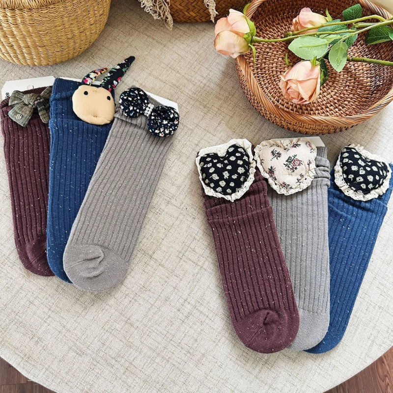 Socks Girl 2024 Autumn New Korean Cute Middle Tube Cotton Sweet Versatile Tide Active