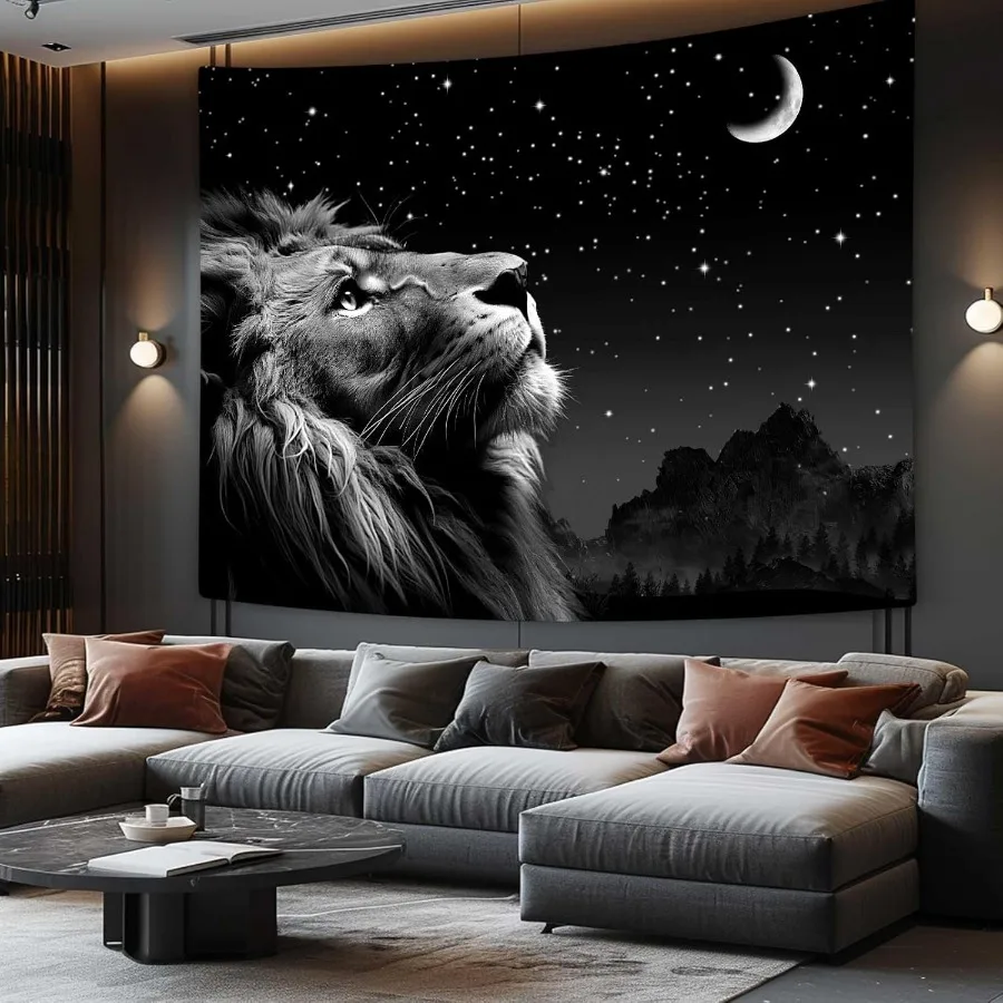 Starry Night Lion Tapestry