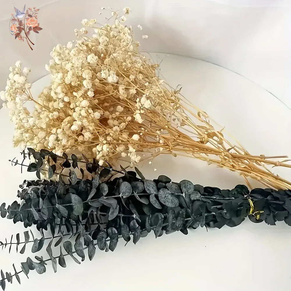 

1 Bundle Preserved Eucalyptus Baby Breath Wedding Bouquets Natural Dried Gypsophila Flower Elegant Home Decor Floral Arrangement