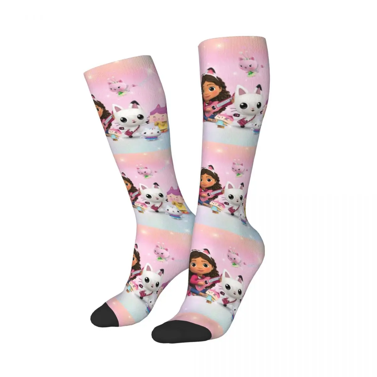 Calcetines hasta la rodilla con estampado 3D de dibujos animados para mujer y niña, medias hasta la rodilla con diseño de gato Mercat, casa de muñecas, deportes, baloncesto