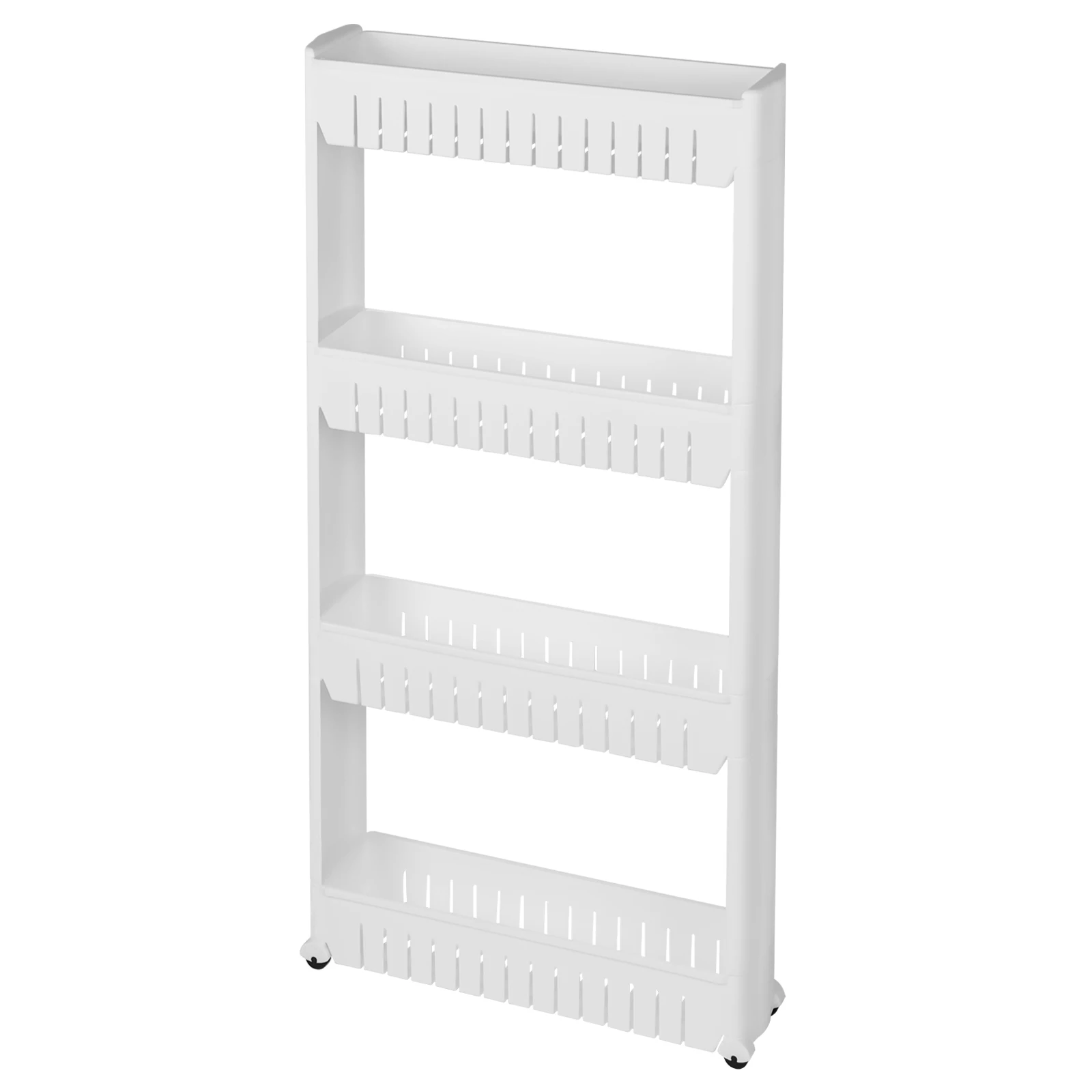 WOLTU 3/4-stöckiger Rollwagen für Küche, schmaler Schrank, Wohnzimmer, Spaltregal, Organizer, Badezimmer-Aufbewahrungsregal, mobiles Regal mit Rollen für Zuhause