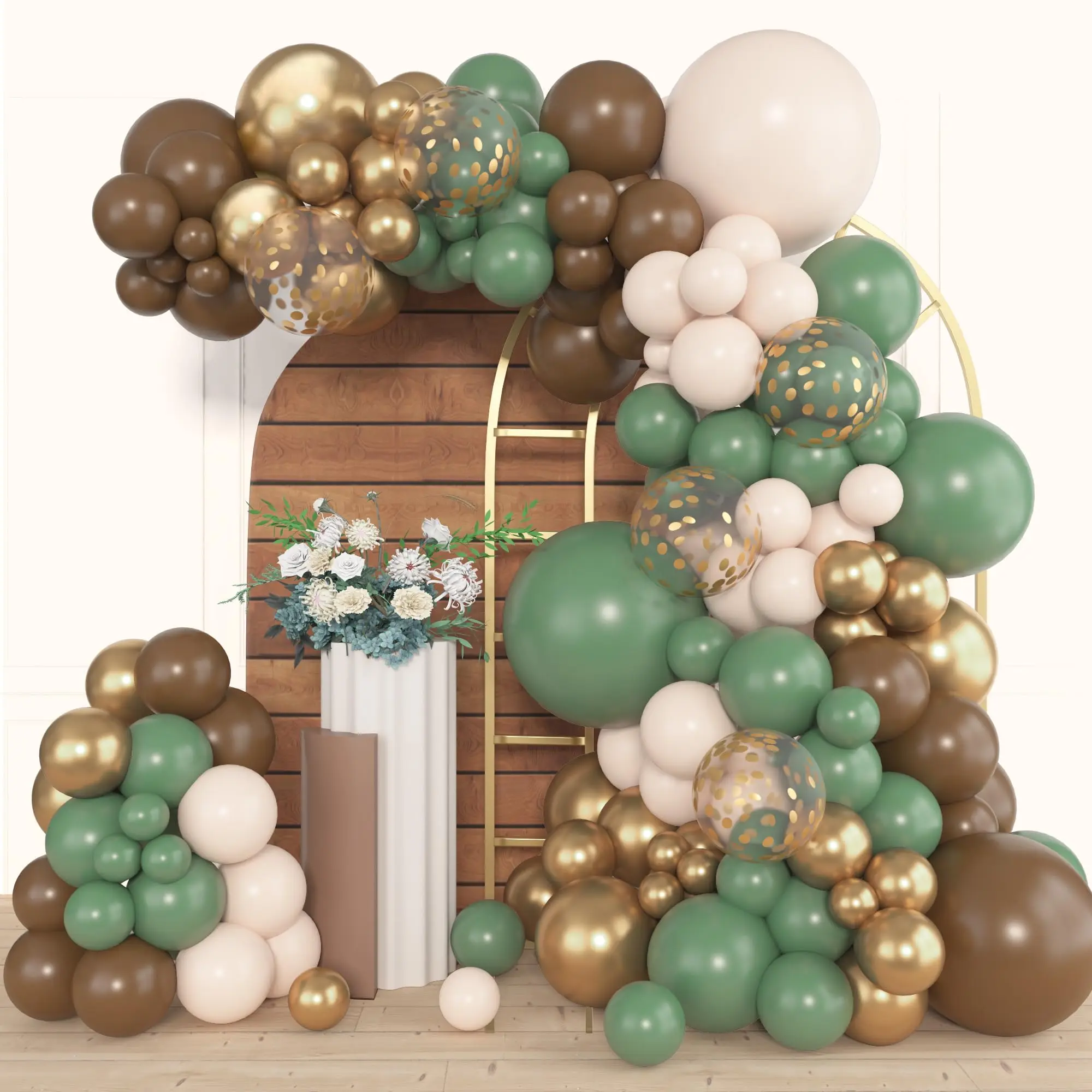 147pcs Sage Green Brown Balloon Garland Arch Kit for Safari Jungle Woodland Birthday Party Baby Shower Wedding Decoration