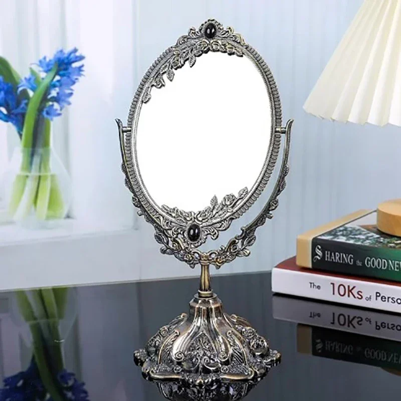 

Premium Vintage Makeup Flexible Mirror Bathroom Metal Girls Aesthetic Nordic Mirror Frame Art Desk Lustro Room Decoration