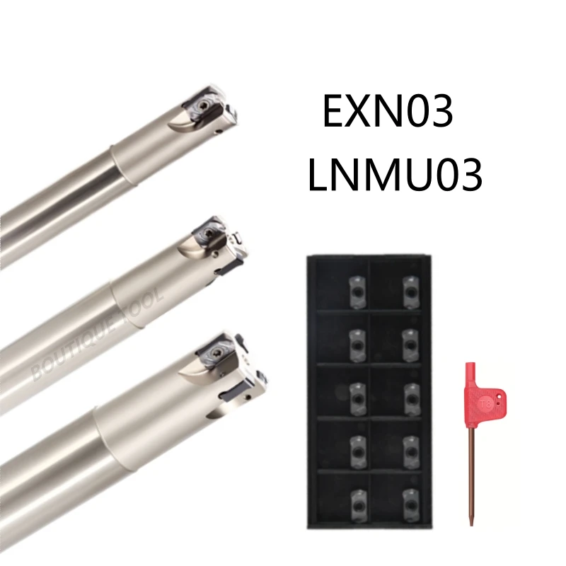 

EXN03 Фрезерный стержень C16-16-150-2T C20 C25 LNMU03-C32-32-200-5T Инструмент для быстрой подачи с ЧПУ LNMU0303ZER Лезвие для вставки