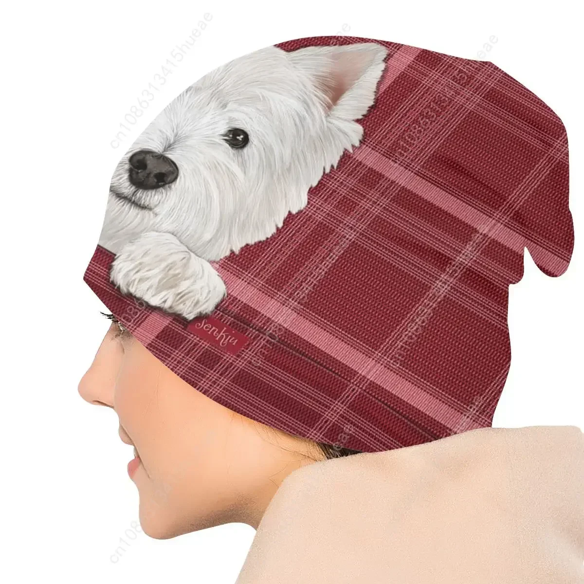 ويست هايلاند الأبيض جحر الكلب بونيه أوم كول الحياكة قبعة للنساء الرجال الخريف الشتاء الدافئة Westie Beanies قبعات #5