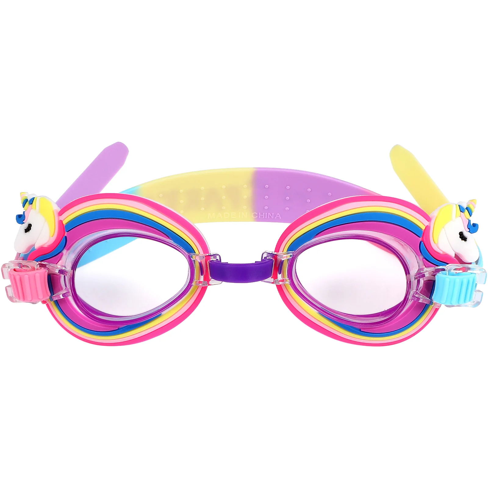 Kids Swimming Goggles Fog Free Anti UV Cartoon Design Lightweight Swim Glasses for Toddlers Children Rainbow