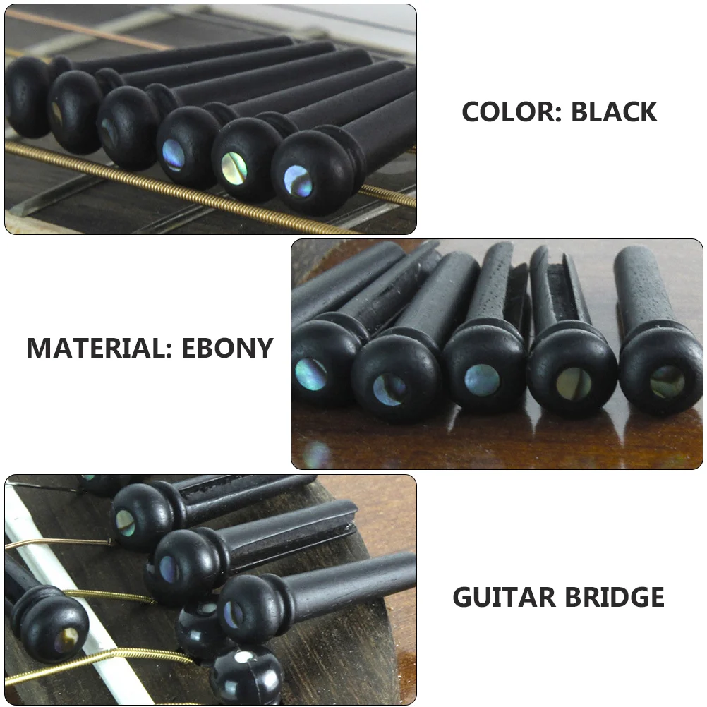 6 Pcs Bass Guitar String Studs Guitars Acoustic Pegs Ebony Replacement Bridge Pin