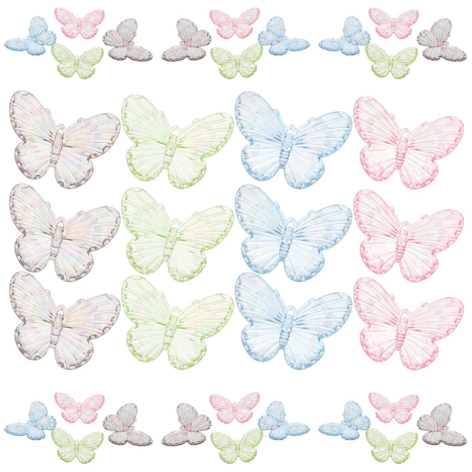 40個入り レジン製蝶チャーム フラットバック ミニバタフライ DIYクラフト ヘアクリップ 携帯ケースデコ ジュエリー製作アクセサリー