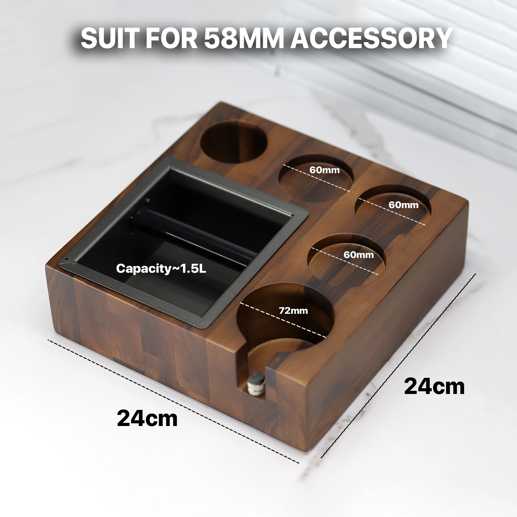 Coffee Portafilter Holder, Walnut Wood Stand, Espresso Coffee Knock Box, Support Base Rack, Coffee Accessories, 58mm 6