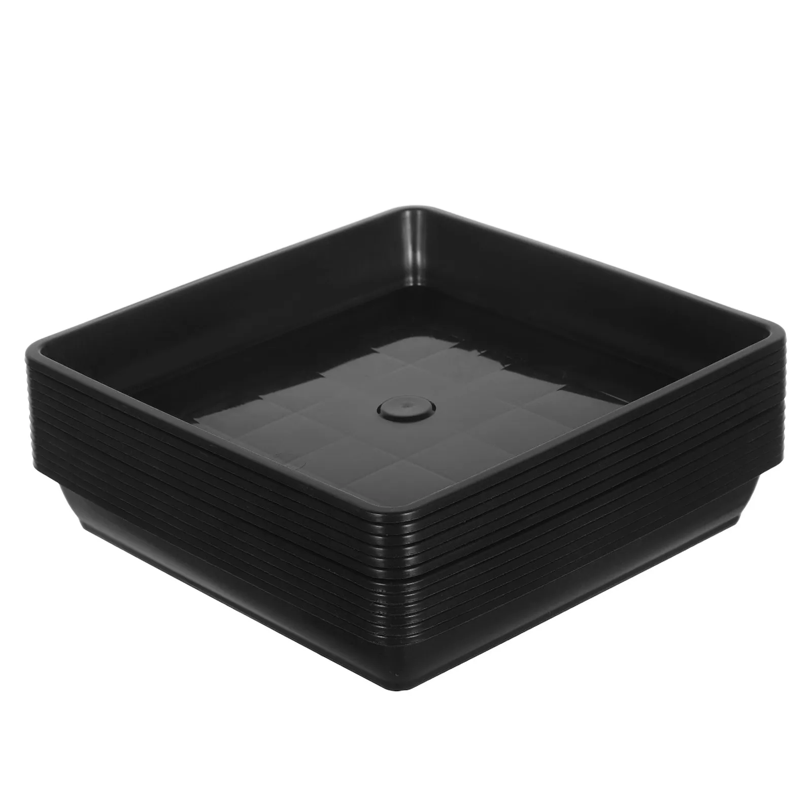 12Pcs Black Plant Pot Saucers - Flower Basin Bottom Mats, Durable Plastic Drip Trays for Indoor & Outdoor Gardening