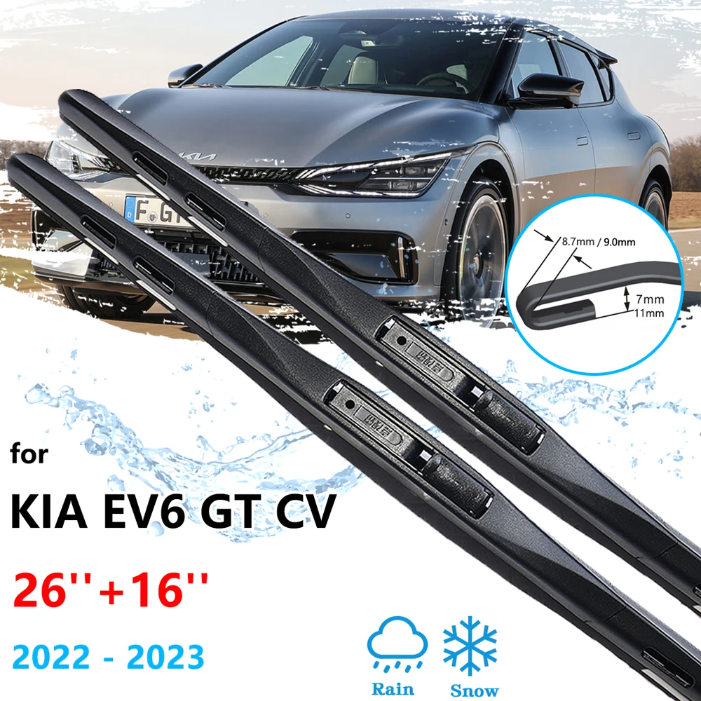

For Kia EV6 GT CV 2022 2023 Frameless Window Wiper Blade Rubber Cleaning Brushes Windshield Windscreen U J Hook Auto Accessories