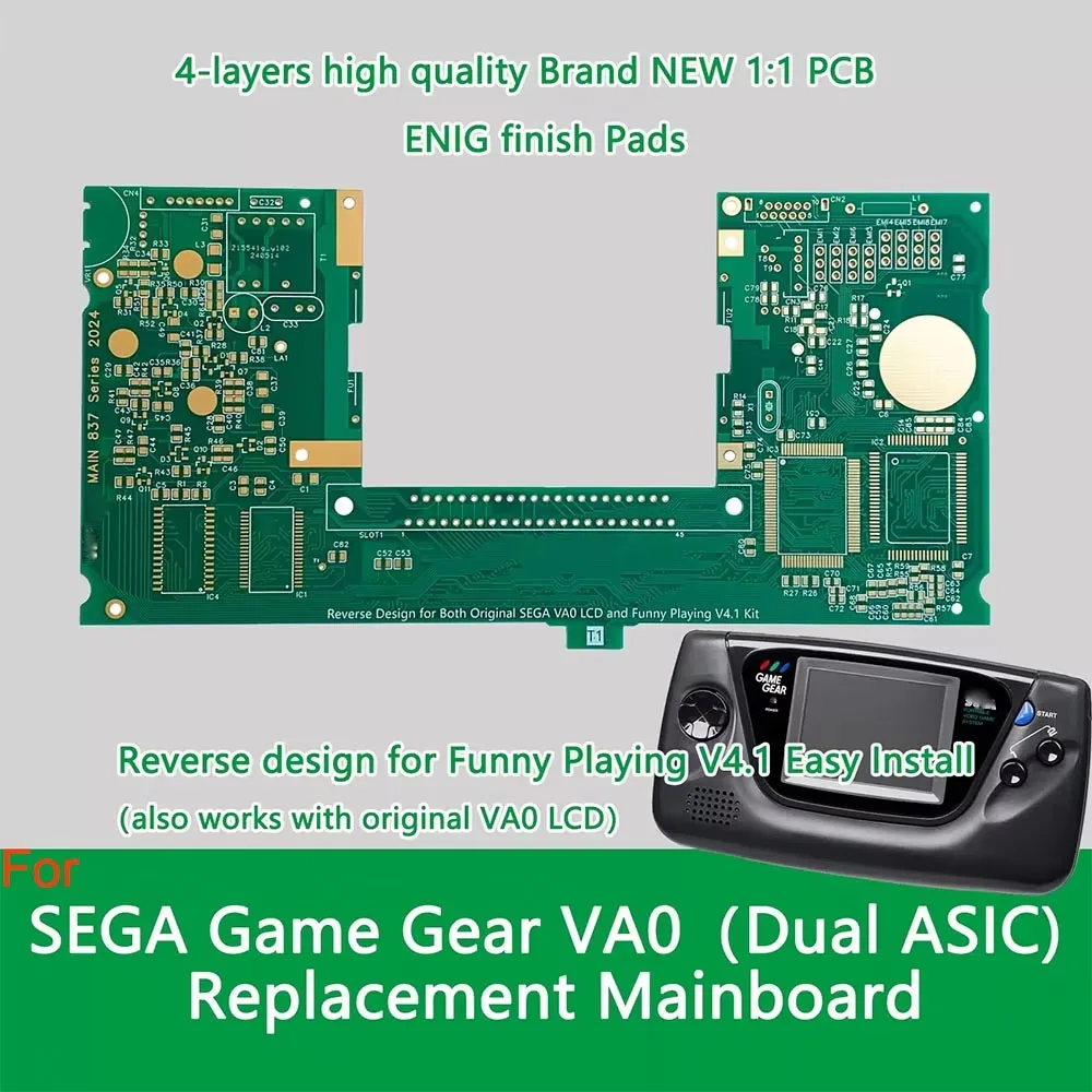 2024 Reverse Engineering MainBoard Blank PCB Board For SEGA Game Gear VA0 (Dual ASIC) Motherboard