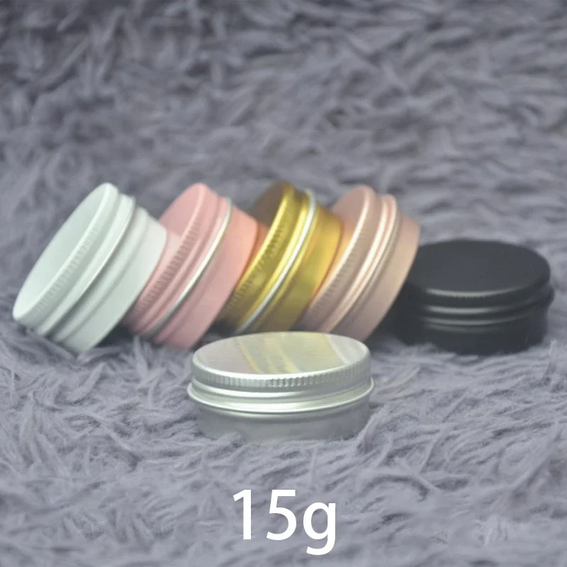 

15g Empty Aluminum Jar 15ml Cosmetic Lip Balm Makeup Cream Container Rose Gold Silver Pink Black Refillable Bottles