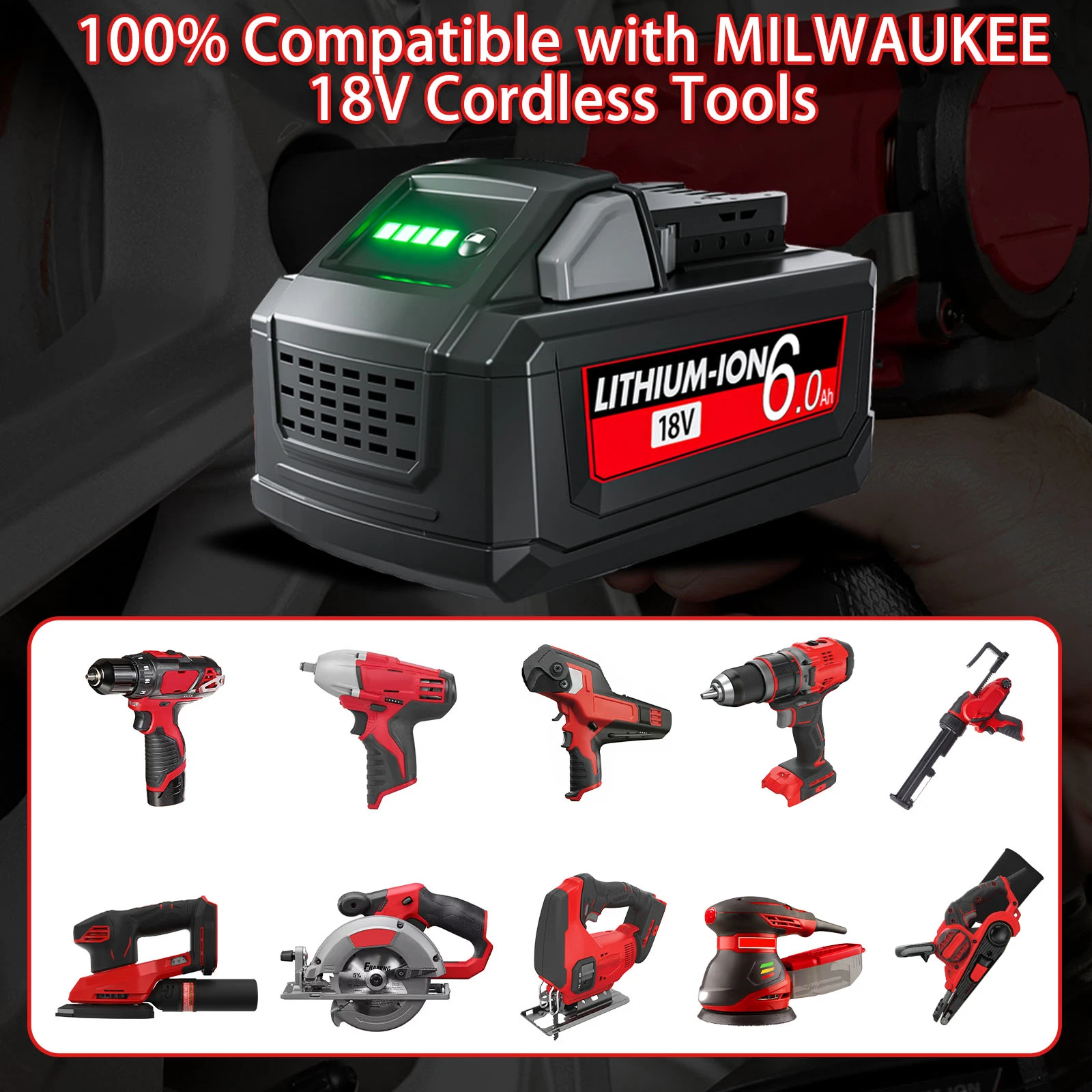 Para Milwaukee 18V 6000mAh batería para M18 M18B5 XC batería de iones de litio 48-11-1815 48-11-1850 2604-22 2604-20 2708-22 2607-22