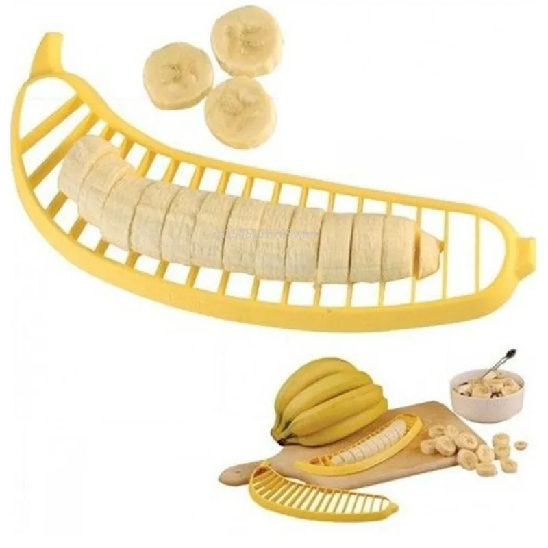 Plastic Banana Slicer Cutter Fruit Vegetable Tools Salad Maker Banana Chopper Kitchen Tools Cooking Cut Banana Splitter Gadgets