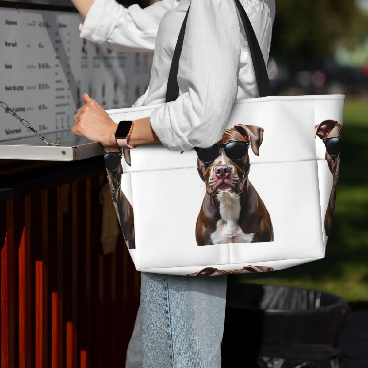 กระเป๋าโท้ทลายพิทบูลสุดเท่ใส่แว่นกันแดด กระเป๋าเดินทางสำหรับเล่นกีฬา ยิม โยคะ กระเป๋าโท้ทใบใหญ่สำหรับผู้หญิง กระเป๋าเดินทาง กระเป๋าฟิตเนส