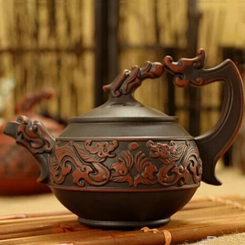 Yixing teapot (hand carved dragon bunch) ancient kung fu teapot Capacity 260ml free shipping