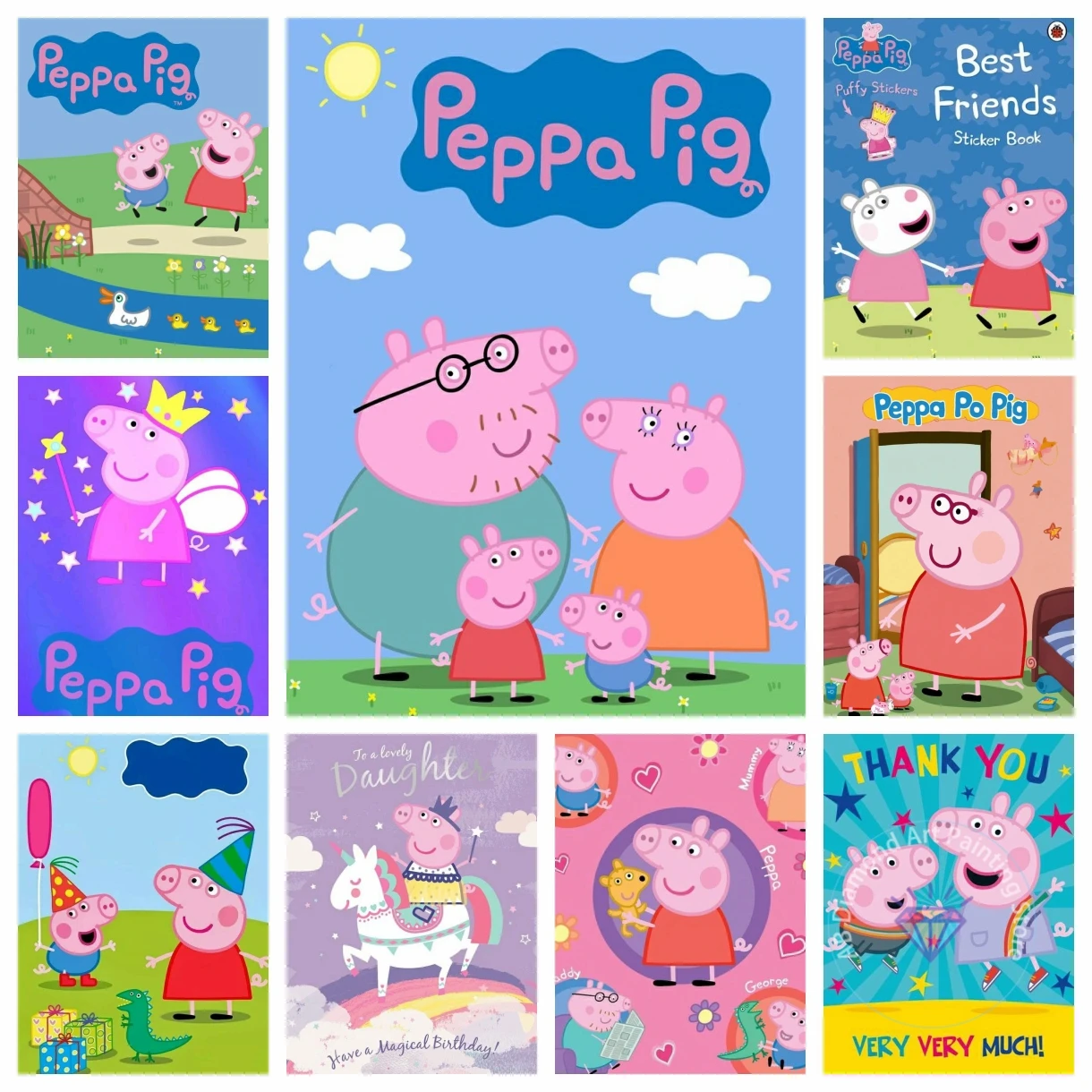 

Peppa Pig Cartoon AB Diamond Painting Kit 5D Diamond Embroidery Cross Stitch Handmade Art Gift Crafts Home Decor Children Gift