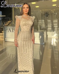 Luxury Beaded Evening Dresses Mermaid Long Sleeves Elegant Celebrity Dresses For Women Robes De Soirée Formal Occasion Dresses