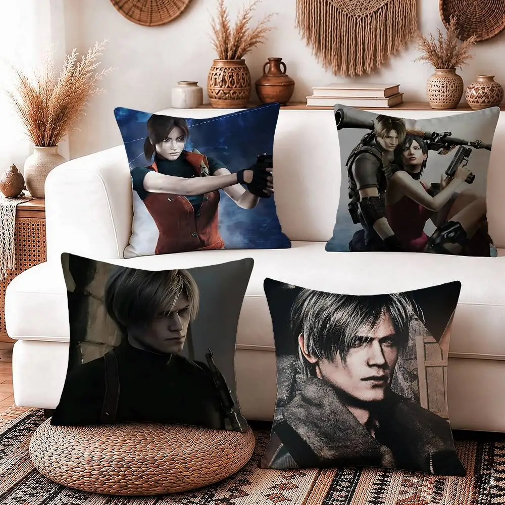 Leon RE9 Game R-Resident Evil Square Sofa Pillow Cover Solid Color Living Room Home Decor Cushion Case