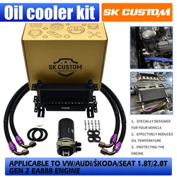 Sk Custom Voor Vw Audi Skoda 2e Gen Ea888 Motorolie Koeler Kit 1.8T 2.0T Olie Radiator Golf Mk5 Mk6 Passat A4 Thermostaat Adapter