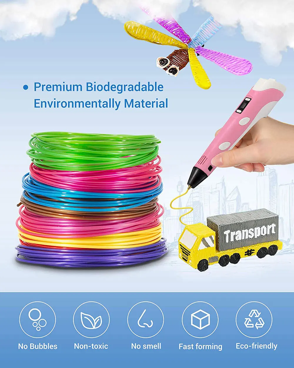 Farbiges PLA-Filament für den 3D-Stiftdruck, 36 m, 50 m, 100 m, 150 m, 200 m, rauchfreie, sichere Kunststoff-Nachfüllung für 3D-Kinderdruckstifte – Detail 4