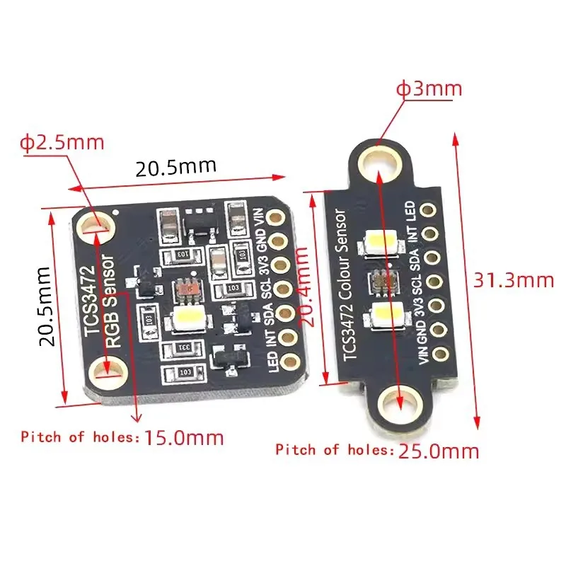 

TCS34725 Датчик распознавания цвета Модуль измерения яркого света RGB IIC SupportArduion STM32